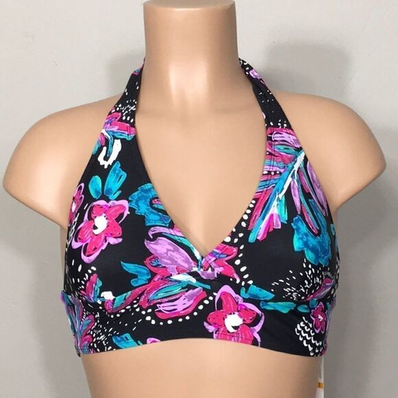 Anne Cole black floral bikini. L-top/M-bottom. NWT - Picture 12 of 14